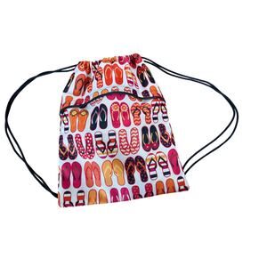 Thirty One Orange Flip‎ Flop Print draw string Backpack Bag